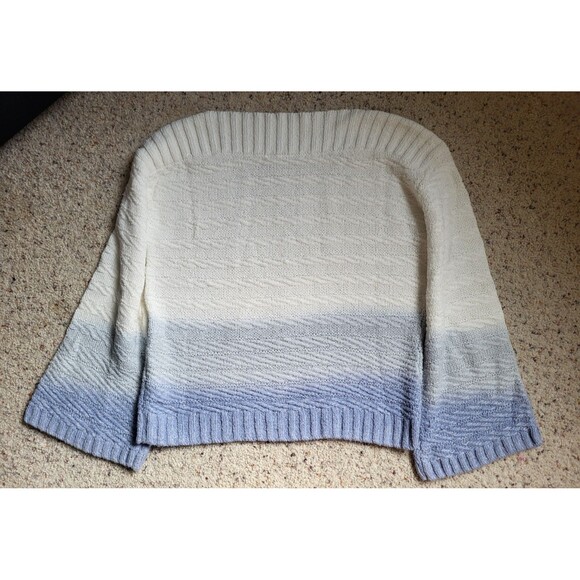 Women's Gap Ombre Soft Blue and White Wide Neck Bell Sleeve Pullover Sweater, M - Picture 3 of 3